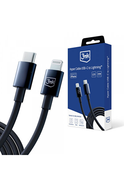 3MK Cablu Date si Incarcare USB-C - Lightning Hyper, 20W, 1.2m, Negru