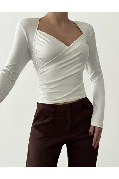 Ecenin Favorileri Essential Draped Double-Breasted Collared Women's Blouse