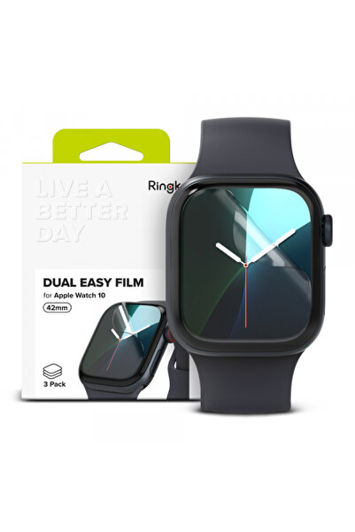 Ringke Folie Protectie Dual Easy pentru Apple Watch Series 10 42mm, Set 3 buc...