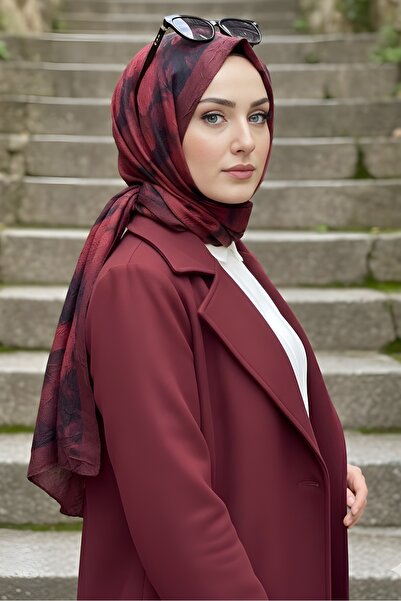 İmajButik Burgundy İpekhan Patterned Shawl