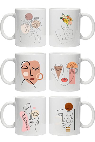 Mio Life Set of 6 White Linear Series Mug Glasses