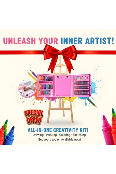 Primo Plus All-in-One Art Creativity Bundle with Double-Sided Easel – Portabl...