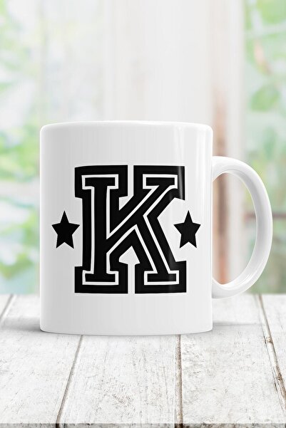 Mio Life White Letter K Printed Mug