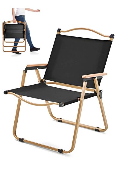Taimi Lightweight Folding Portable Camping Chair for Picnics, Hiking, Beach, Garden - Black\Gold