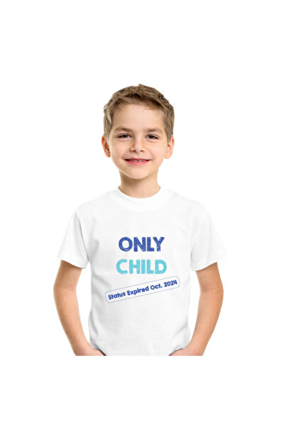 Printoot Customizable Only Child Status Expired Oct 2024 Big Sibling Kids T-Shirt
