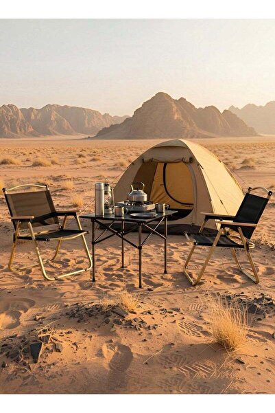 Taimi 3-piece camping set Folding camping table and two folding chairs with c...