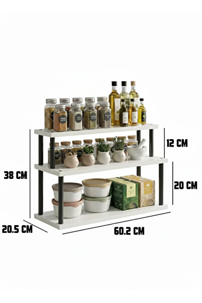 Boss Group Siyah Mutfak Baharat Rafı – Tezgâh Üstü Çok Amaçlı Düzenleyici Org...