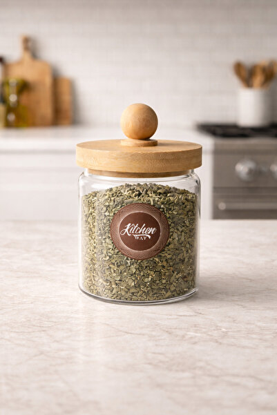 Kitchen Way Borosilicate Glass 600ml Jar with Bamboo Lid Kw-748