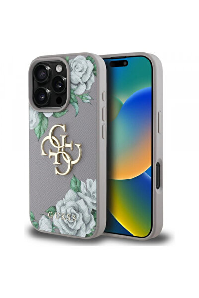 Guess Husa pentru Apple iPhone 16 Pro, Guess, 4G Grained Roses Big Logo, Mov