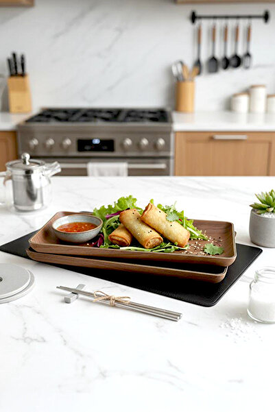 Kitchen Life Wooden Look Rectangular Presentation Boat Plate 25 cm