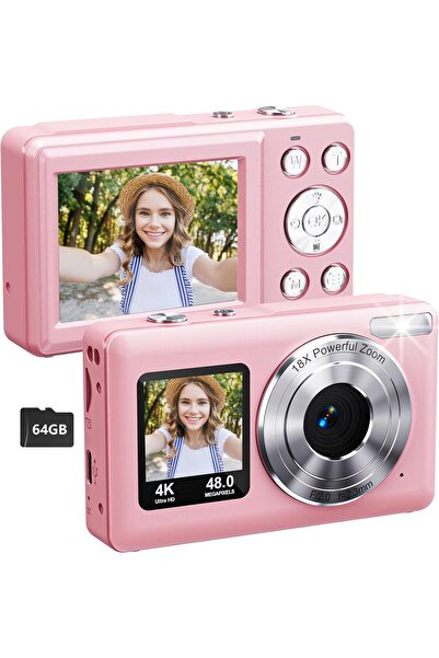 Generic كاميرا رقمية، كاميرا بشاشة مزدوجة، كاميرا سيلفي محمولة، كاميرات تصوير فيديو للمبتدئين