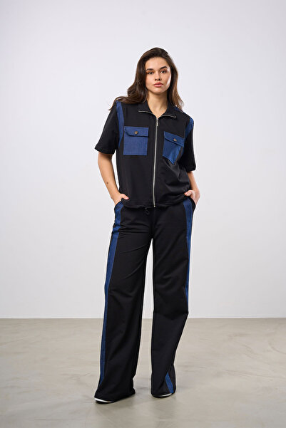 HANIQA Striped and Pocket Detailed Top and Bottom Set