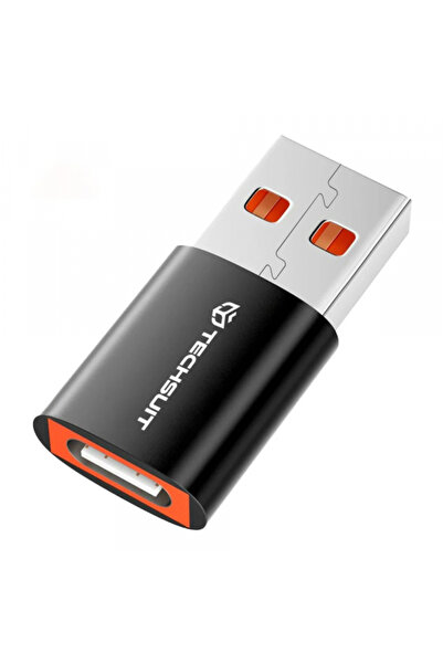 Techsuit Adaptor Date si Incarcare USB-A - USB-C A5 HyperPort, Negru Portocaliu