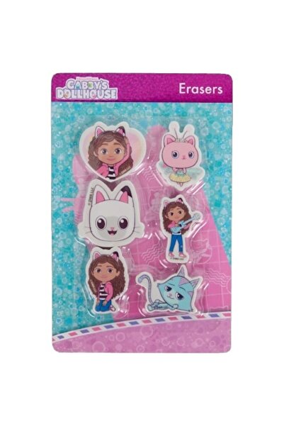 Dreamworks Eraser Set 6 Pieces, Gabby's DollHouse, Various Characters, Multicolor