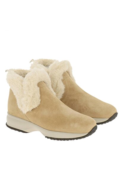 HOGAN Interactive Suede Ankle Boots with Faux Fur