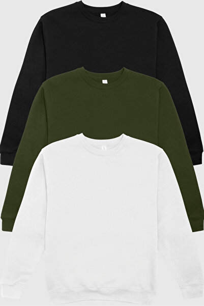 3 İPLİK ŞARDONLU YUMUŞAK YARI OVERSIZE 3 ADET SWEATSHİRT | VIA