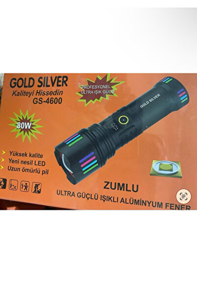 Gold Garden Gold Silver GS-4600 Profesyonel Ultra Güçlü 80W LED El Feneri - Z...