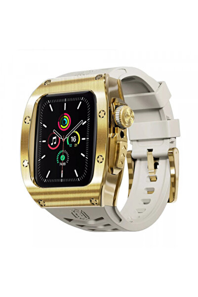 ShellBox Husa Waterproof pentru Apple Watch 45mm Series, Aurie