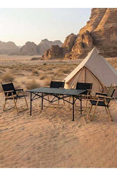 Taimi 5-piece campin set Folding camping table and four foldin chairs with ca...