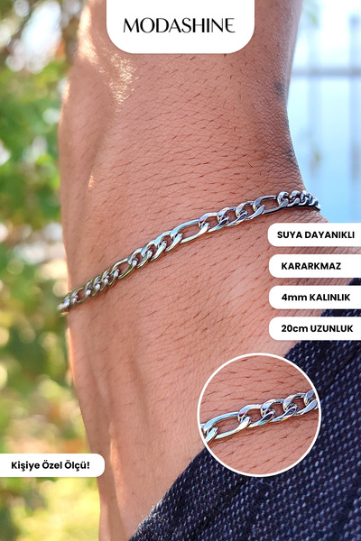 ModaShineShop سوار فيجارو من الفولاذ المقاوم للصدأ غير قابل للصدأ بلون فضي