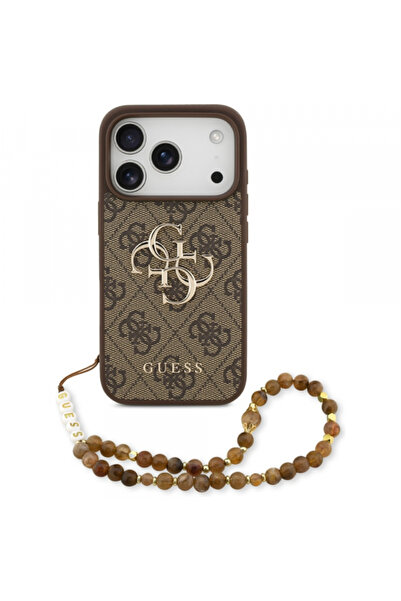 Guess Θήκη Apple iPhone 17 Pro, Guess, καφέ με μαργαριταρένιο λουράκι και κλα...
