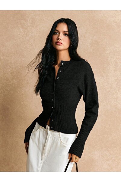 DOQU MILANO BİSİKLET YAKA ÇITÇITLI SİYAH CEKET