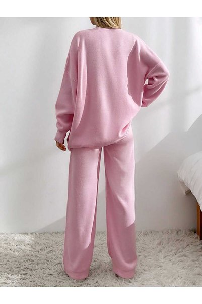 KAREN TEKSTİL V-neck cardigan-pants under-üt 2-piece set