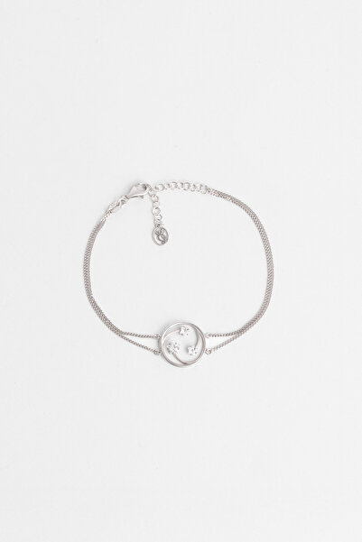 So CHIC... Yıldızlar Geçidi 18 Ayar Beyaz Altın Kaplama 19 Cm Gümüş Bileklik