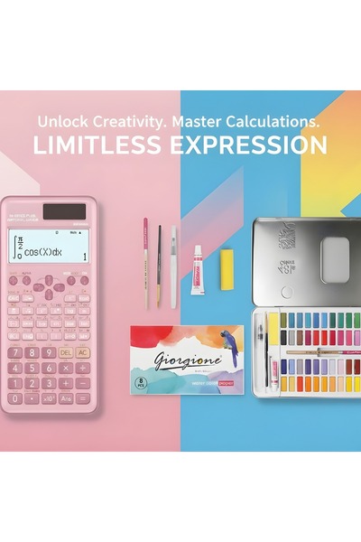 Primo Plus آلة حاسبة علمية متعددة الوظائف مع مجموعة ألوان مائية