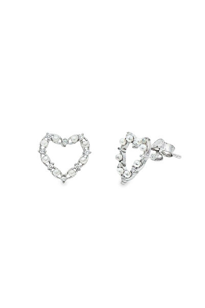 Bijuteria SORELLY Silver Heart Earrings with Pearls and White Stones