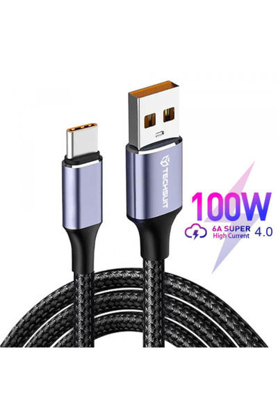 Techsuit Cablu Date si Incarcare USB-A - USB-C PCB018, 100W, 1m, Negru