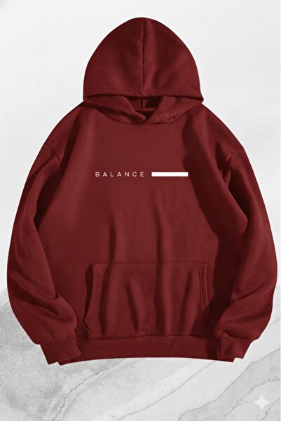 CAST COLLECTİON Hanorac unisex cu glugă, imprimat, roșu Claret, Balance