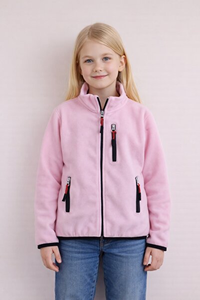 monox Children's Unisex Fleece Jacket with Elastic Cuffs and Zipper, 3 Pockets