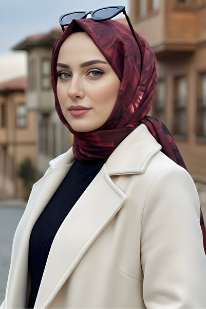 İmajButik Burgundy İpekhan Patterned Shawl