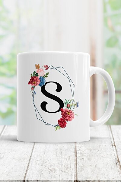 Mio Life White Letter S Printed Mug