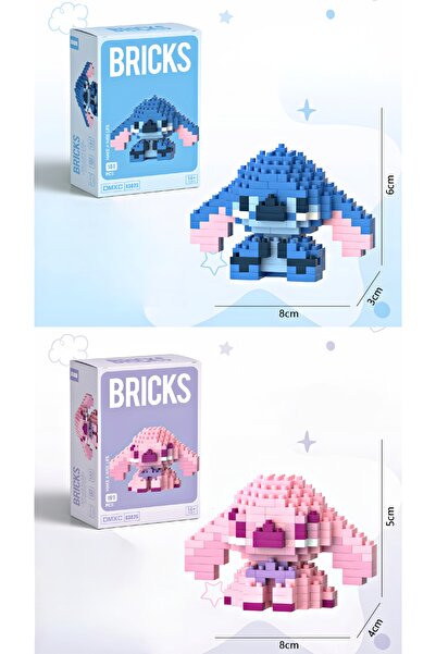 DEK BRICKS Yeni Stil Premium Seri Stitch ve Angel Figür 2'li Set Yapı Taşları...