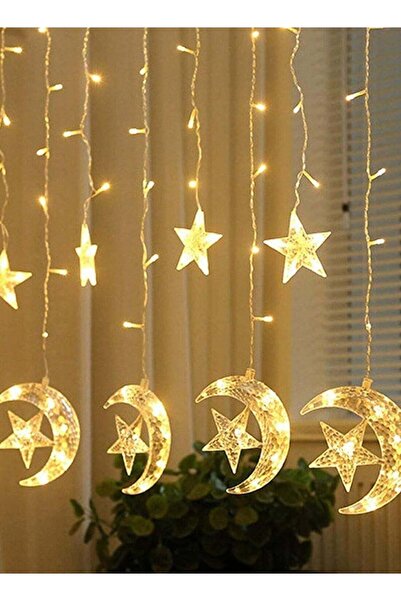 festive Ramadan Decoration Lights, Moon And Stars And Serial Curtain String L...