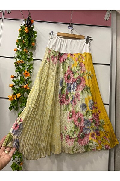 edu collection Fusta din șifon cu model MIDI, căptușită