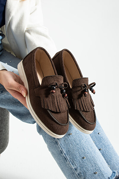 SHOW LİFE Women's Suede Loafer Shoes Casual Comfortable Shoes with Tassel and...