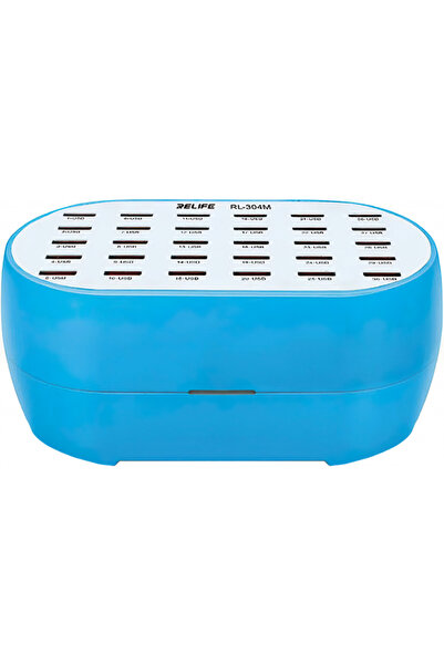 Relife Incarcator Statie RL-304M, 160W, 2.4A, 30 x USB-A, Albastru