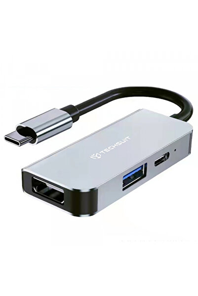 Techsuit Hub USB-C H4 TurboChargeX, 3 în 1, Gri