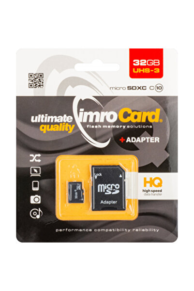 Imro Card Memorie microSDHC Imro, 32Gb, Clasa 10 / UHS-1 U3, Cu Adaptor