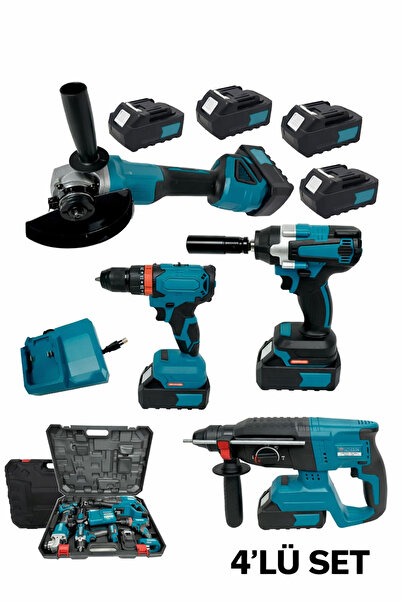 OPTIVEX ŞARJLI 4'LÜ SET DARBELİ MATKAP TORKLU SOMUN SIKMA SPİRAL VE HİLTİ 4 B...