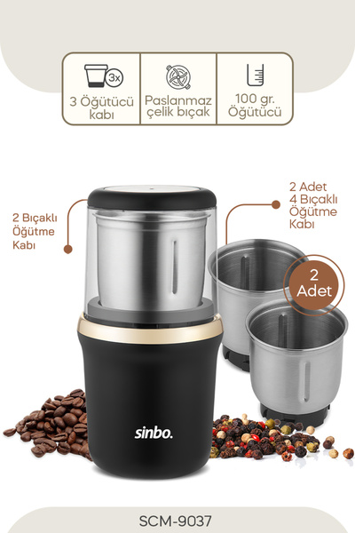Sinbo SCM-9037 KAHVE-BAHARAT ÖĞÜTÜCÜ - SİYAH-GOLD
