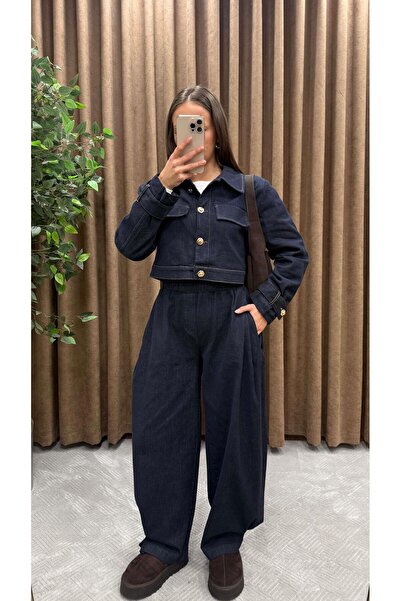 Maysa GOLD DÜĞME DETAYLI DENİM TAKIM