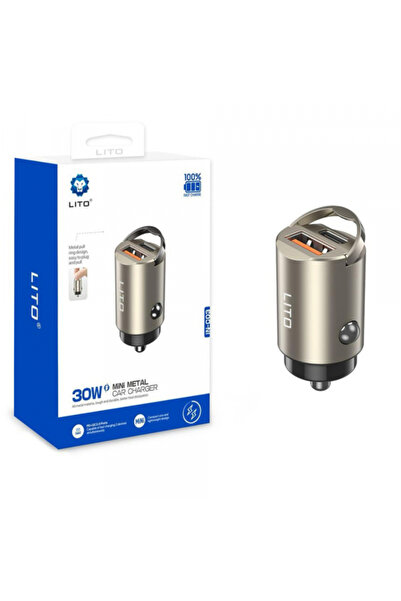 Lito Car Charger IN-C03, 30W, 3A, 1 x USB-A - 1 x USB-C, Gray