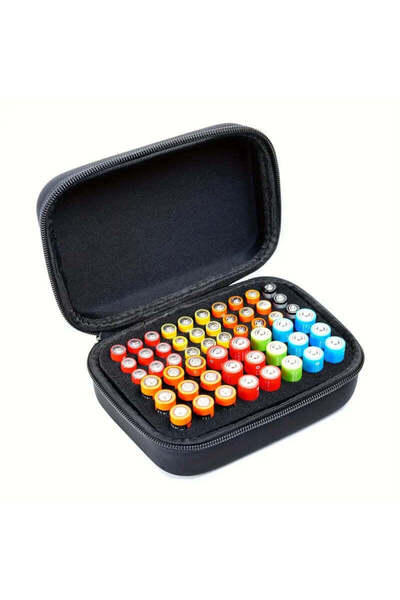 Kdhome Organizator Baterii Geanta Depozitare VoltKeeper, 24 x AA, 30 x AAA, 18x14 cm, Negru