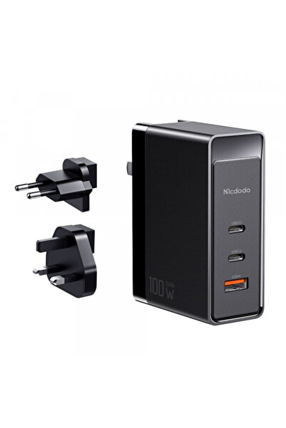 Mcdodo Incarcator Retea CH-8101 Pro Nuc AR Power Travel, 100W, 5A, 1 x USB-A - 2 x USB-C, Negru