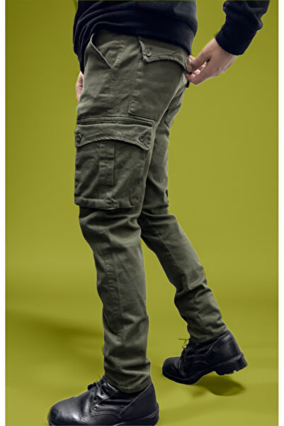 Polviton Men's Cargo Pants Stretch Fabric Flexible Straight-Leg