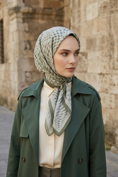 Akel وشاح ربيعي بنمط مخطط بيضاوي